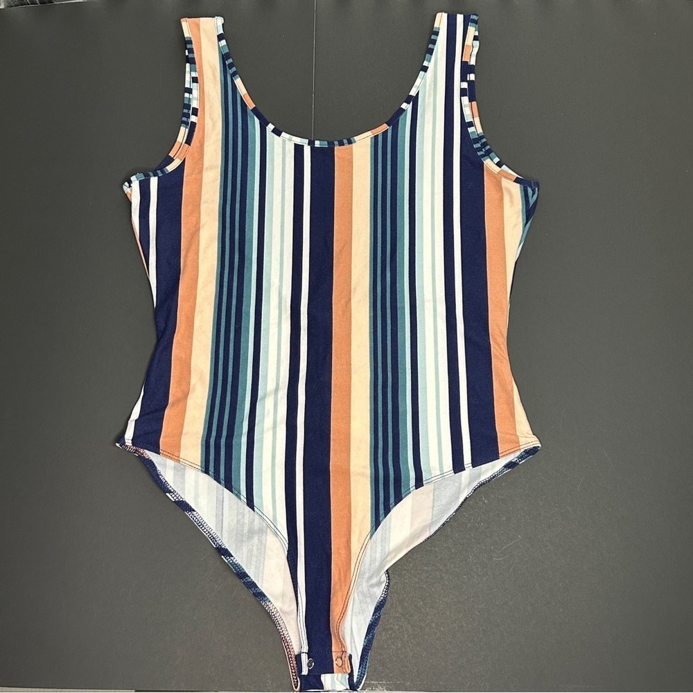 Charlotte Russe Women's Striped One-Piece Bodysuit Multicolor M